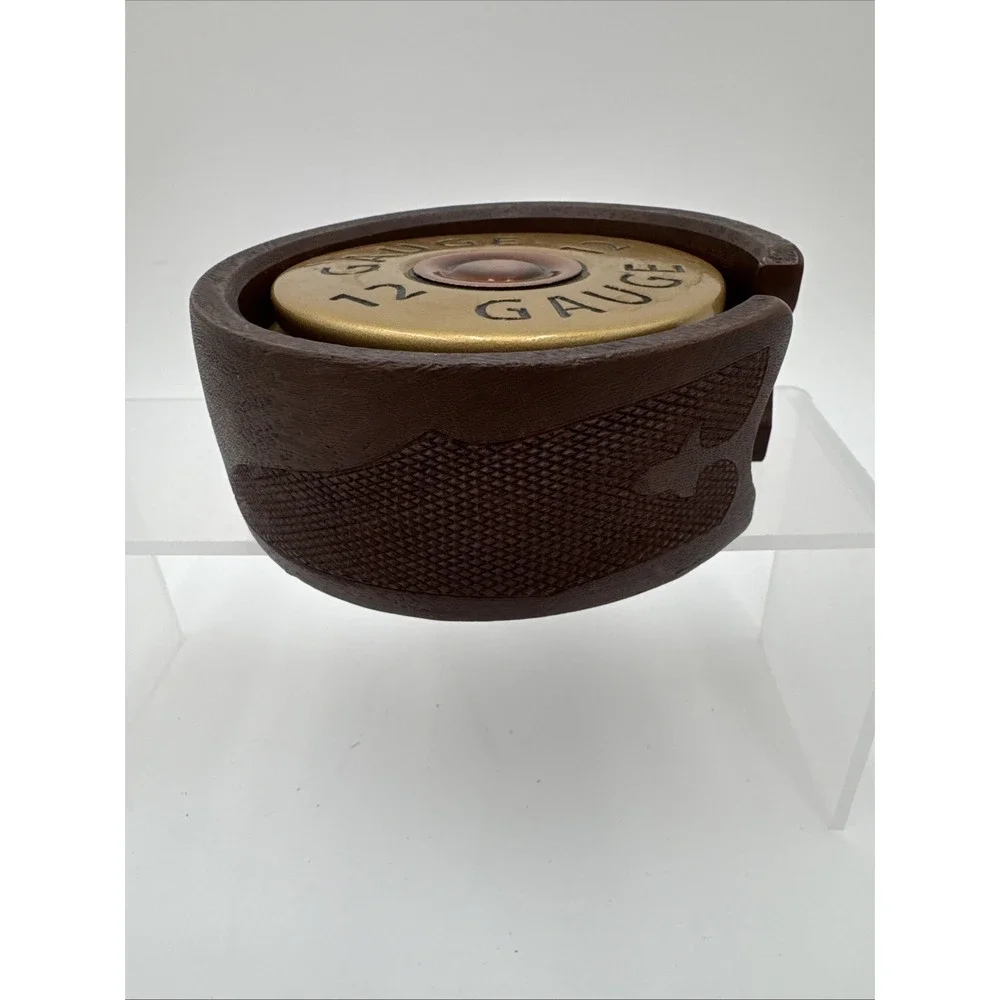 Shotgun Shell 4 Coaster‎ Set + Holder Big Sky Carvers Copper Brass Look Resin